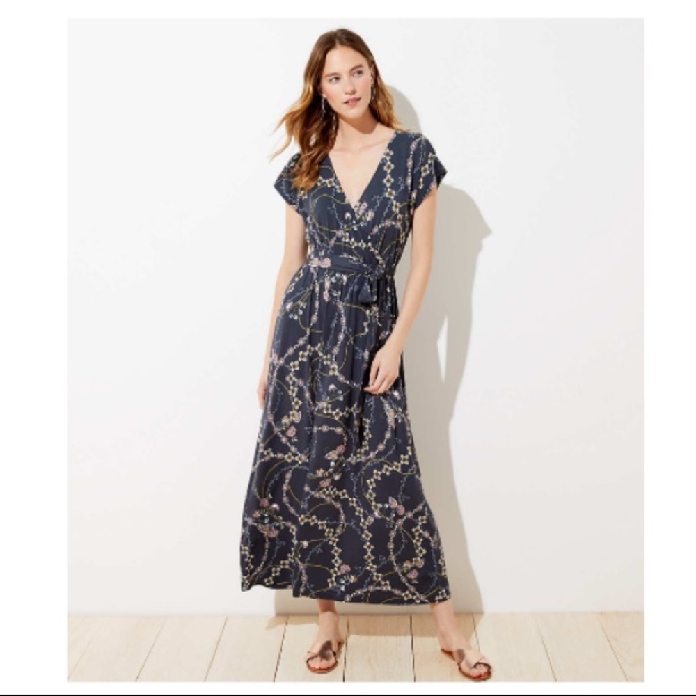 Flower Chain Wrap Maxi Dress